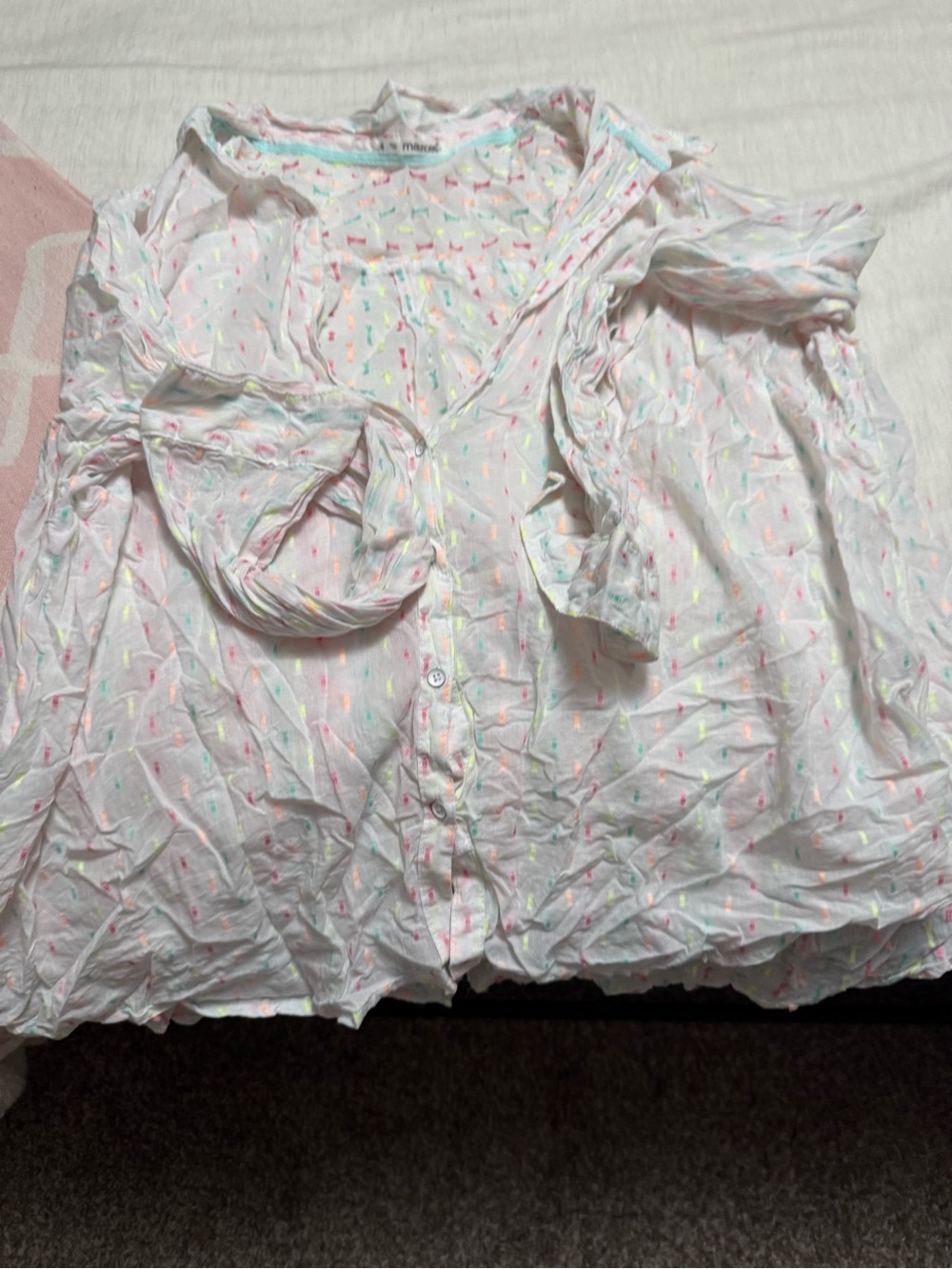 Maurices White Top with Pastel Bow Print